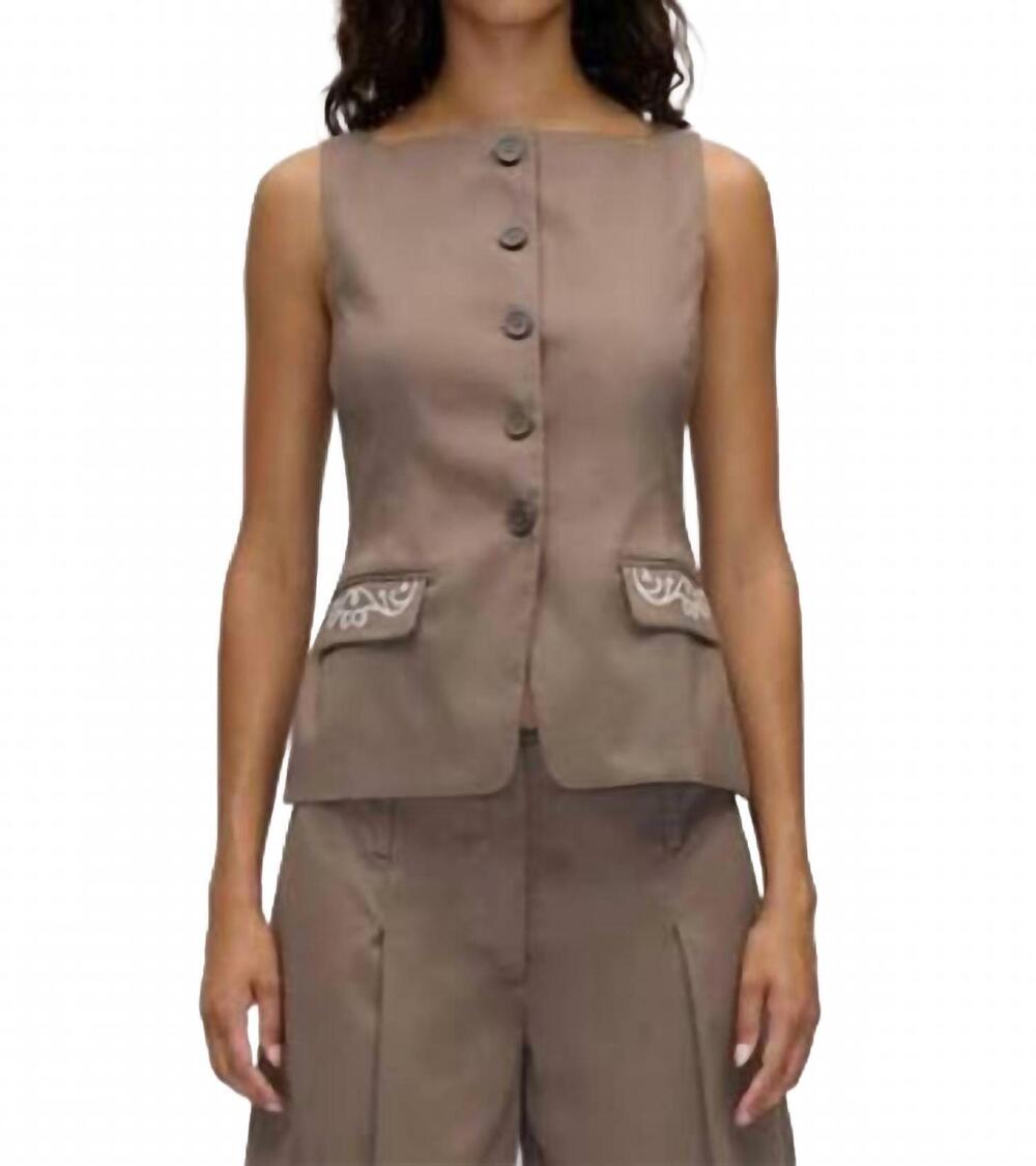 NEW STINE GOYA women's embroidered vest in paisley